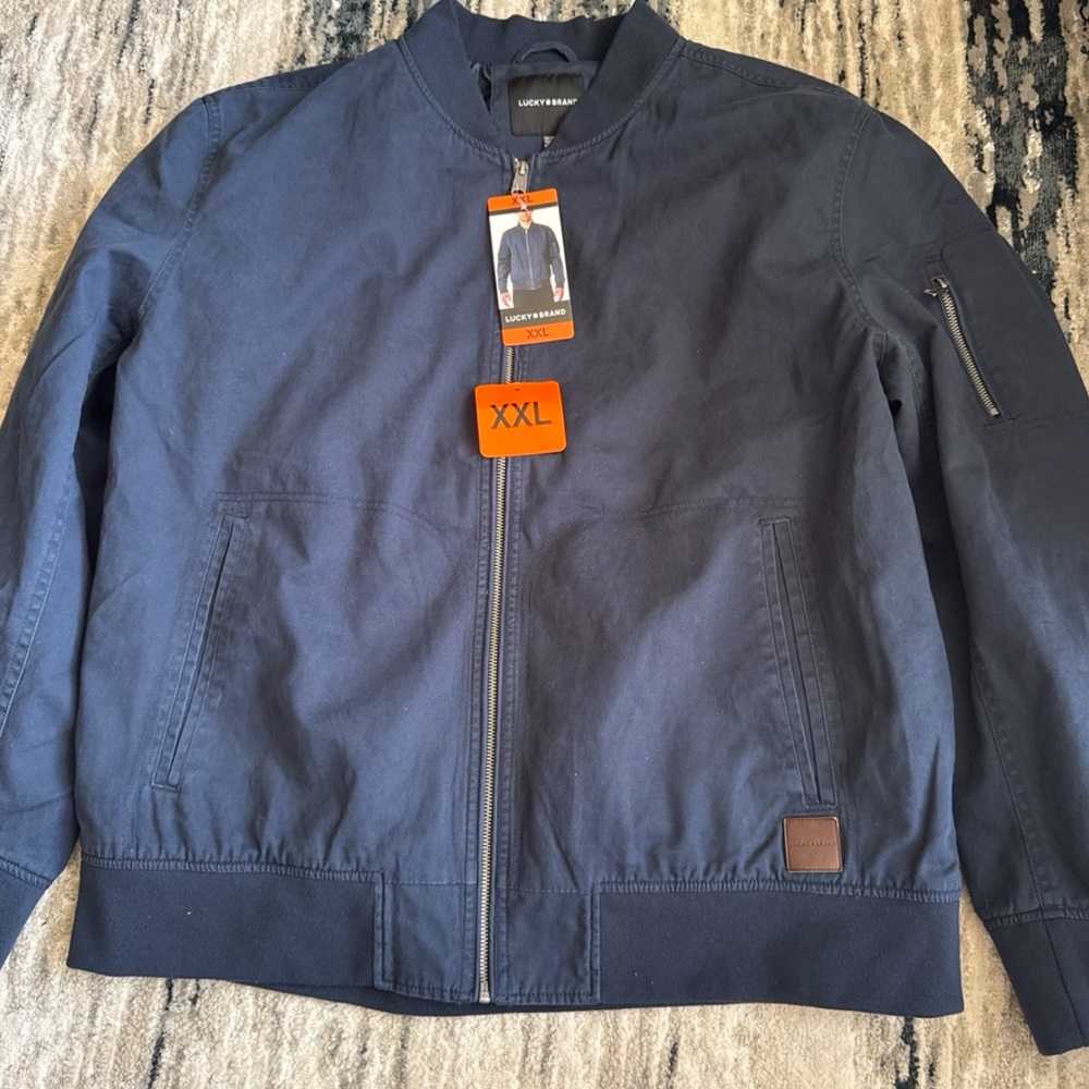 Lucky Brand Men's Bomber Jacket Full Zip Navy Blue Size XXL